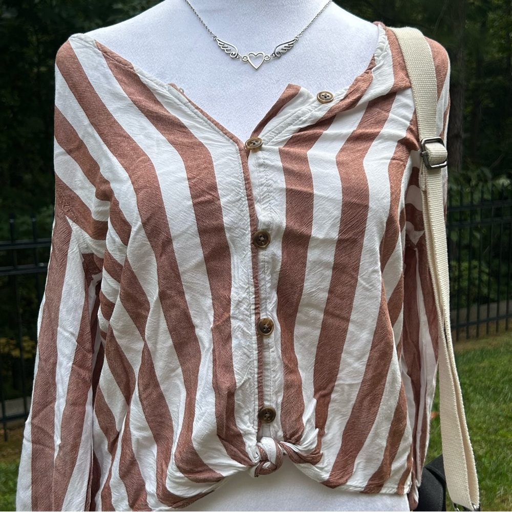 Striped Button-Up Women Top